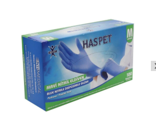 HASPET MUAYENE ELDİVENİ ( M ) MAVİ PUDRASIZ 